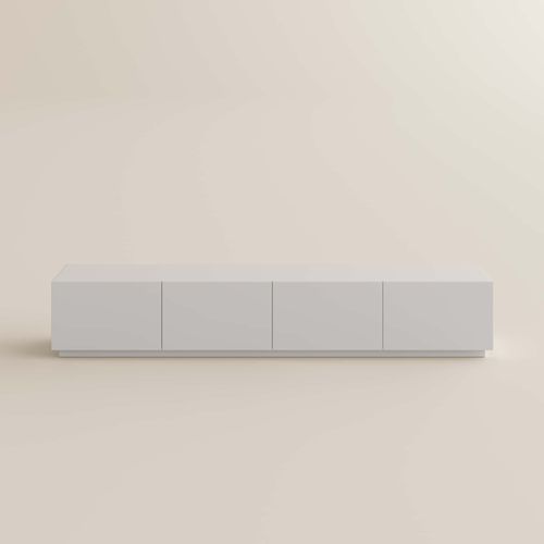 Meuble TV 4 tiroirs effet bois blanc 200 cm