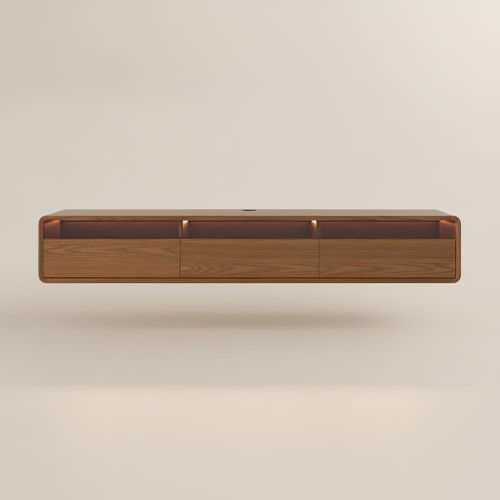 62.9" Walnut Floating TV Stand