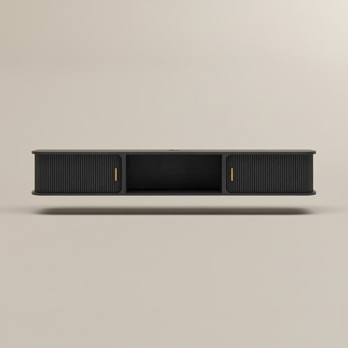 78.74" Mid-Century Modern Floating TV Stand with Sliding Tambour Doors