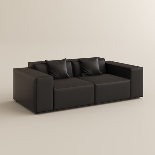 213 Minimalist Modular Genuine Leather Sofa Track Arm Sofa