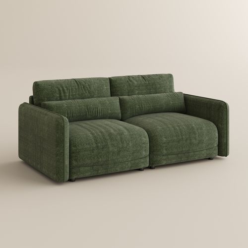 Green Chenille 2-Seater Sofa with High Resilience Foam