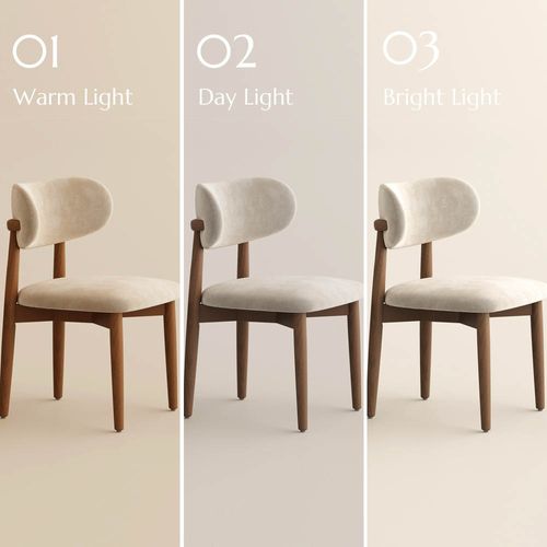 2er Set Retro-Stühle Massivholz heller Walnuss | Beige Leinen Sitz komplett montiert | Premium Esszimmerstühle