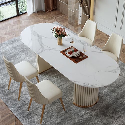 63" Modern Oval Dining Table Sets for 4