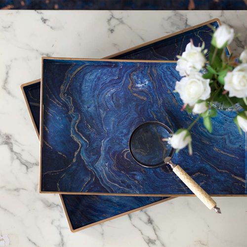 Modern Chic Blue Rectangular Trays