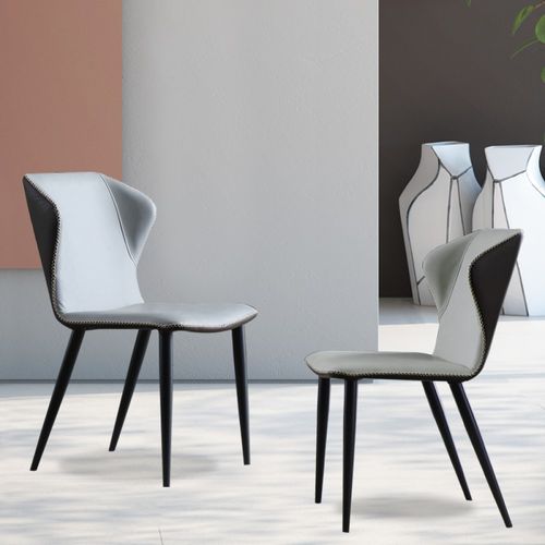 Sedia cucina Steen Wingback con gambe in metallo nero in pelle PU da montare (set di 2)