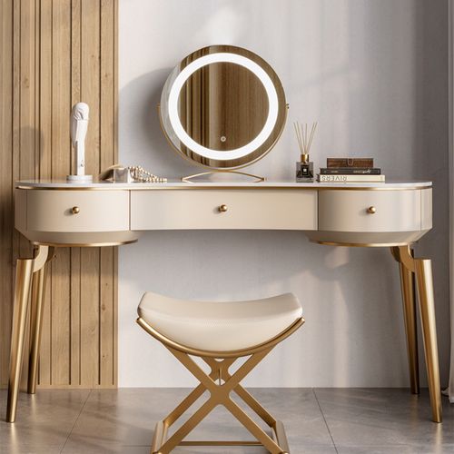Modern Makeup Vanity Table Set with LED Lighted Mirror