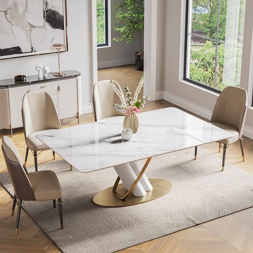5PCS Modern Luxe Dining Table Sets(63" Dining Table + 4 Chairs)