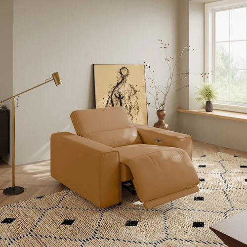 48" Leather Recliner Chair with Adjustable Headrest