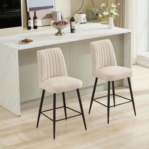 26'' Modern Upholstered Velvet Fabric Counter Height Bar Stools Set of 2