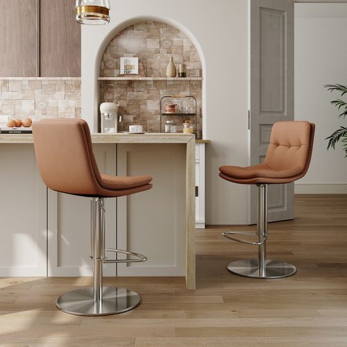 Modern Upholstered Height Adjustable Swivel Bar Stool