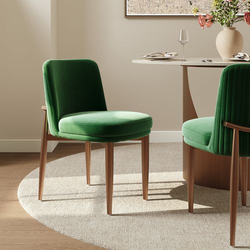 Mid-Century Modern Upholstered Side Chairs Set of 2 