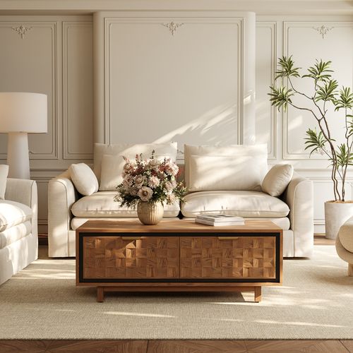 47.24‘’ Vintage Waffle Coffee Table  with Storage