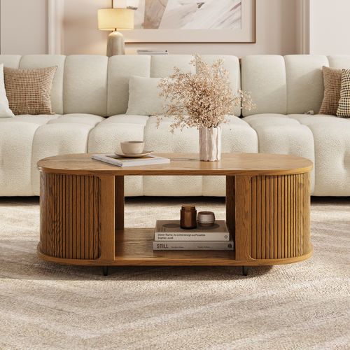 43" Mid-Century Modern Fluted Coffee Table