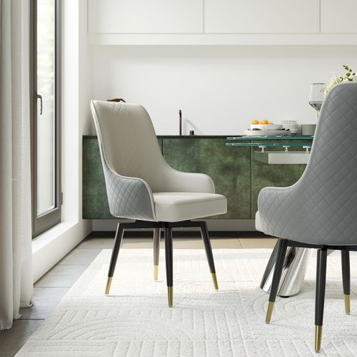 Modern Upholstered Swivel Dining Chairs Set of 2