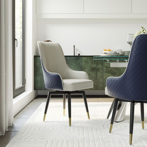 Modern Upholstered Swivel Dining Chairs Set of 2
