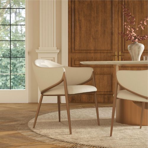 Mid-Century Modern Upholstered Dining Chairs Set of 2