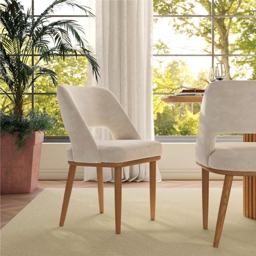 Mid-Century Modern Wooden Dining Chairs Set of 2