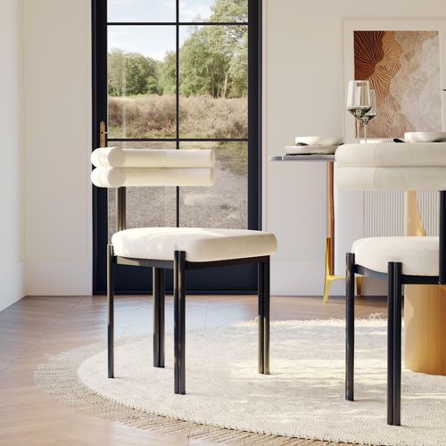 Modern Velvet Upholstered Dining Chairs Set of 2