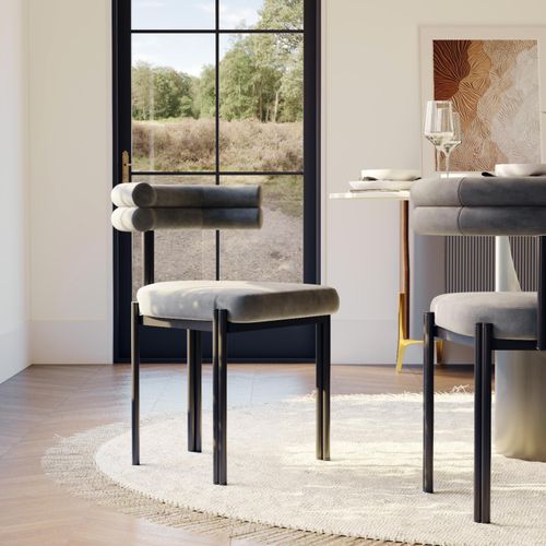 Modern Velvet Upholstered Dining Chairs Set of 2