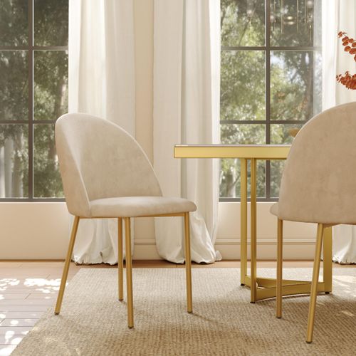 Modern Velvet Fabric Dining Chairs Set of 2