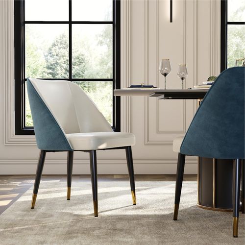 Modern Luxury Two-Tone Upholstered Dining Chairs Set of 2