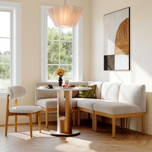 Mid-Century Modern Solid Wood Single Banquette