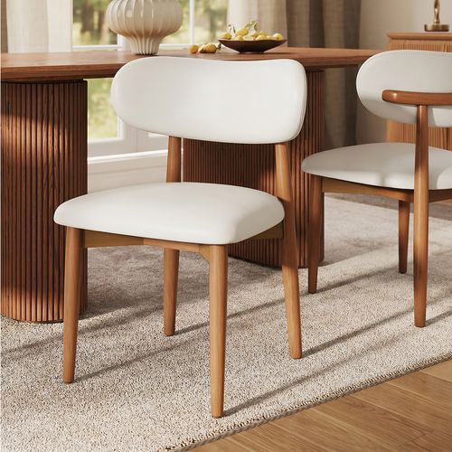 Mid-Century Modern Wood Dining Chairs Set of 2
