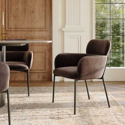 Modern Velvet Upholstered Dining Chairs Set of 2