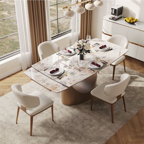 5-Piece Modern Extendable Dining Table Set for 4
