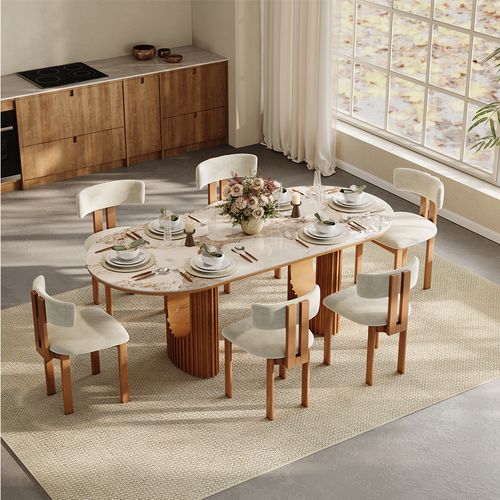 71" Mid-Century Modern Oval Dining Table Set for 6