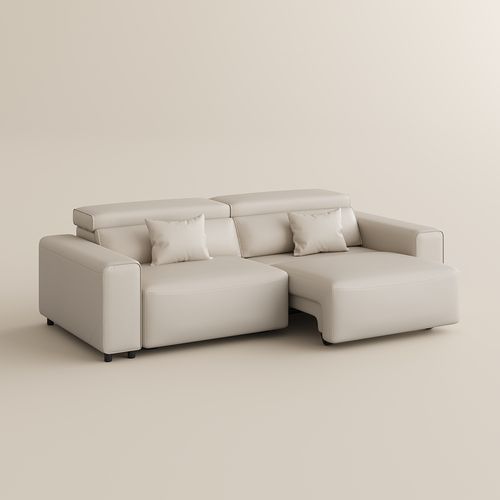 91" Luxury Electric Pull Out Sofa Bed Leather Retractable Sleeper Sofa