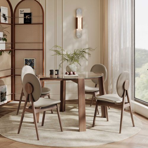 50" Round Glass Dining Table for 4