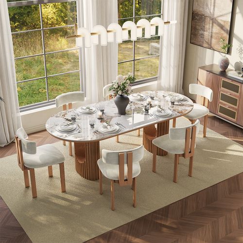 71" Mid-Century Modern Oval Dining Table for 6