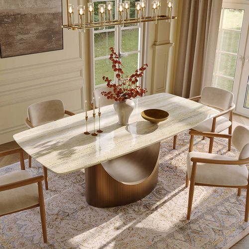71" Modern Luxury Marble Dining Table for 6