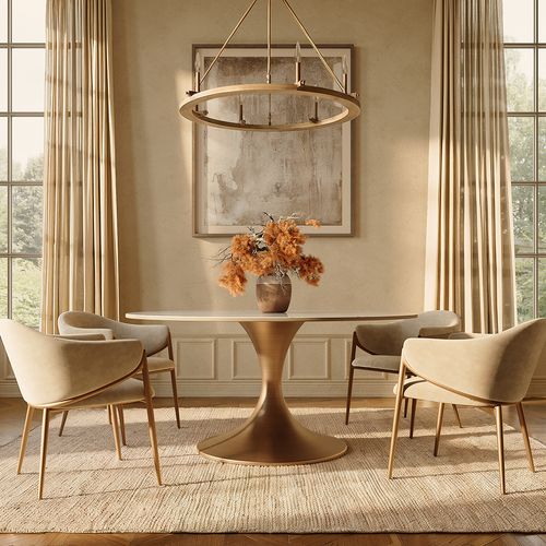149 Glossy Sintered Stone Dining Table: Secure Tulip Pedestal Series