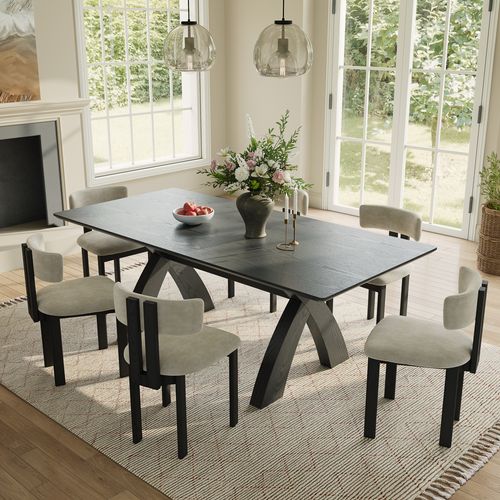 71" Mid-Century Trestle Wooden Dining Table