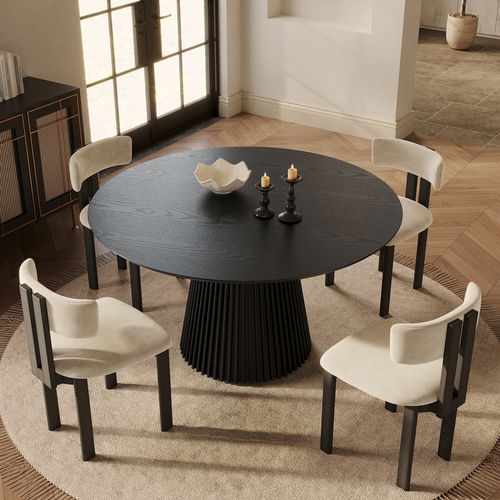 Silva-Mid-Century Modern 47" Round Wood Dining Table Set
