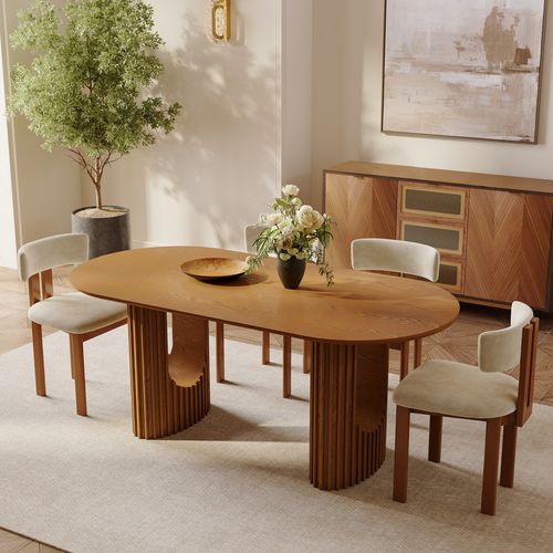 Modern Oval Dining Table Set for 6-8