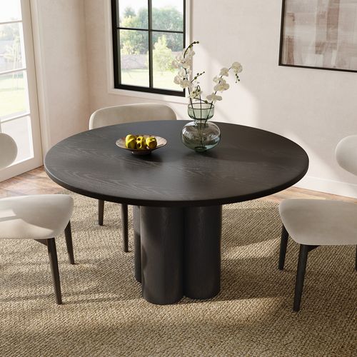 47" Mid-Century Modern Round Wood Dining Table for 4