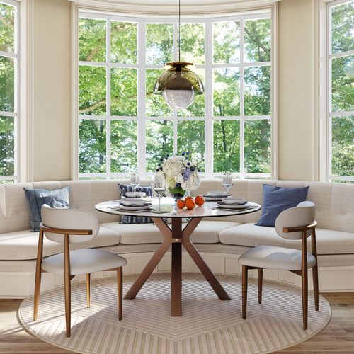 47" Modern Round Breakfast Nook Table for 4