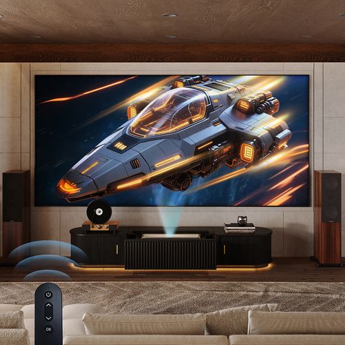 86" Black Smart UST Projector Cabinet PT8138 – Sleek Stand with Power Hub