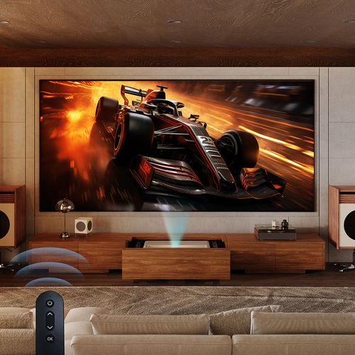 320 Modern Electric Black TV Stand with Retractable Ultra-short Throw Projector Platform