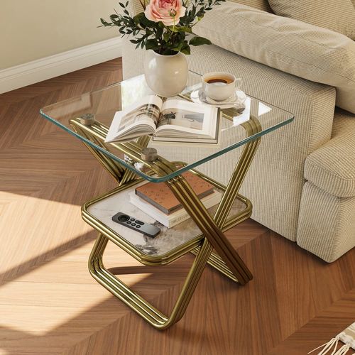 20" Modern Glass Side Table