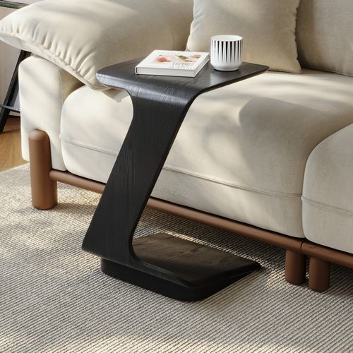 15" Modern C-Shaped Side Table with Wheels