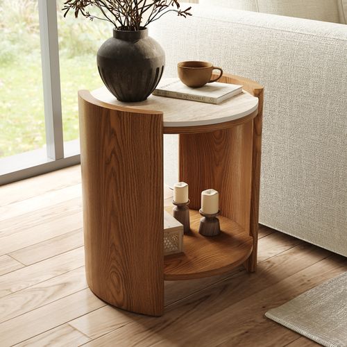 19" Round Matte Sintered Stone Side Table