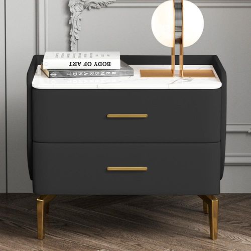 20.87-Inch Black Nightstand with 2 Drawers