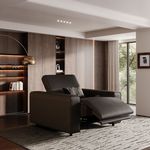 48" Leather Recliner Sofa Chair with Adjustable Headrest