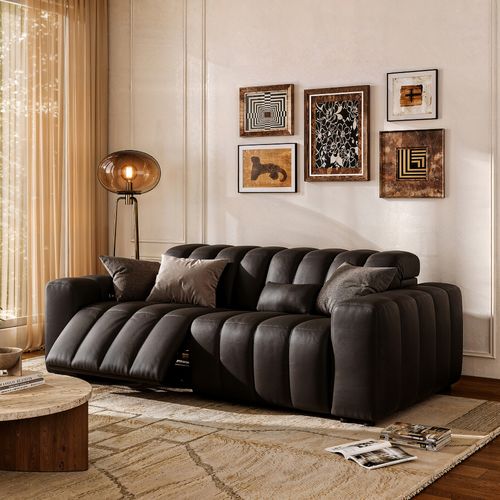 88" Luxury Top-Grain Leather Dual Power Loveseat