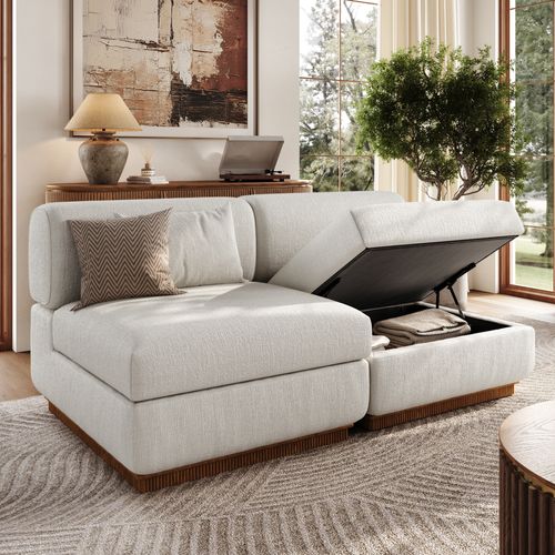 67 Inch Armless Storage Modular Sectional Loveseat