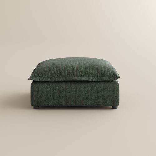 39.37 Inch Green Cotton and Linen Ottoman